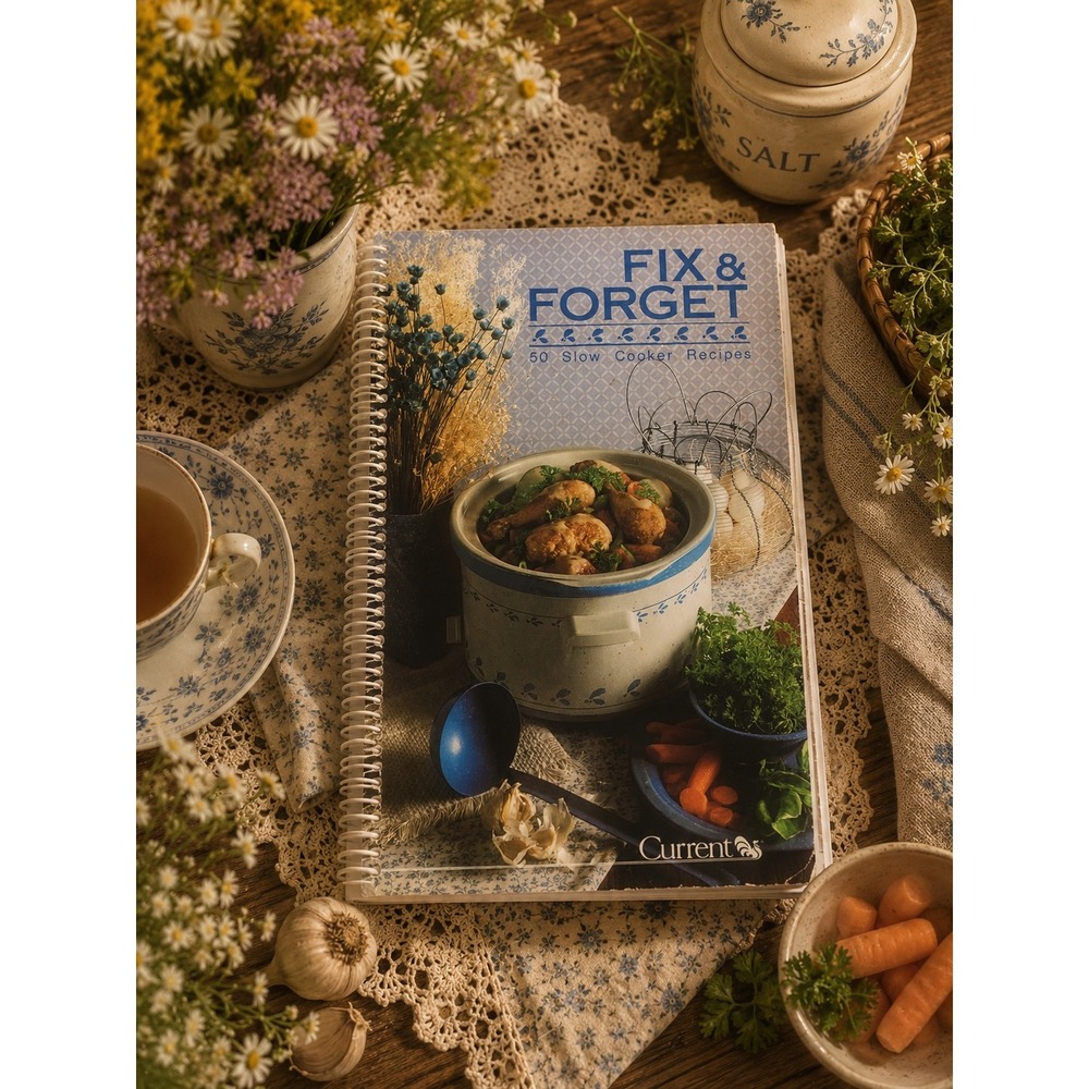 Fix & Forget 50 Slow Cooker Recipes Current Inc 1989‎ Vintage Spiral Cookbook